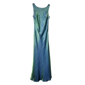 DE LARU BY SHEILA YEN x‎ VINTAGE 90's BRAT Green Mermaid shimmer blue gown dress
